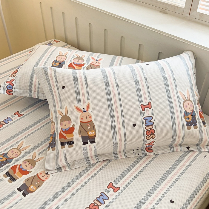 91家纺网 家纺一手货源 找家纺 绵庭家纺 2025新款全棉印花单枕套系列 森岛精灵