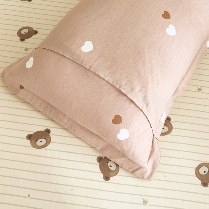 91家纺网 家纺一手货源 找家纺 绵庭家纺 2025新款全棉印花单枕套系列 熊嘟嘟