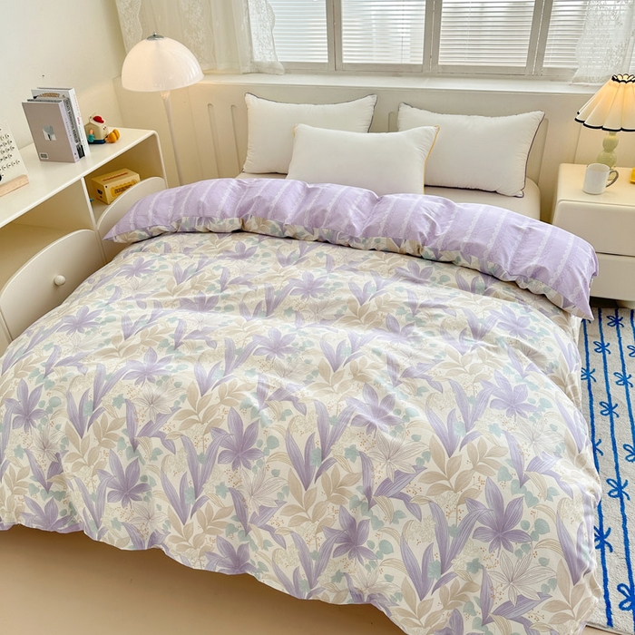 91家纺网 家纺一手货源 找家纺 绵庭家纺 2025新款全棉印花单被套系列 紫叶倾城