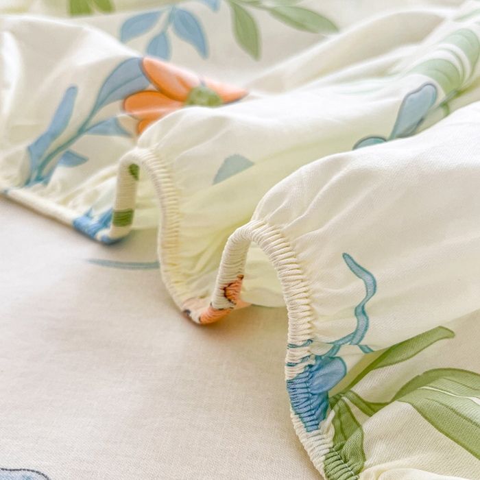 91家纺网 家纺一手货源 找家纺 绵庭家纺 2025新款全棉印花单床笠系列 花语情怀