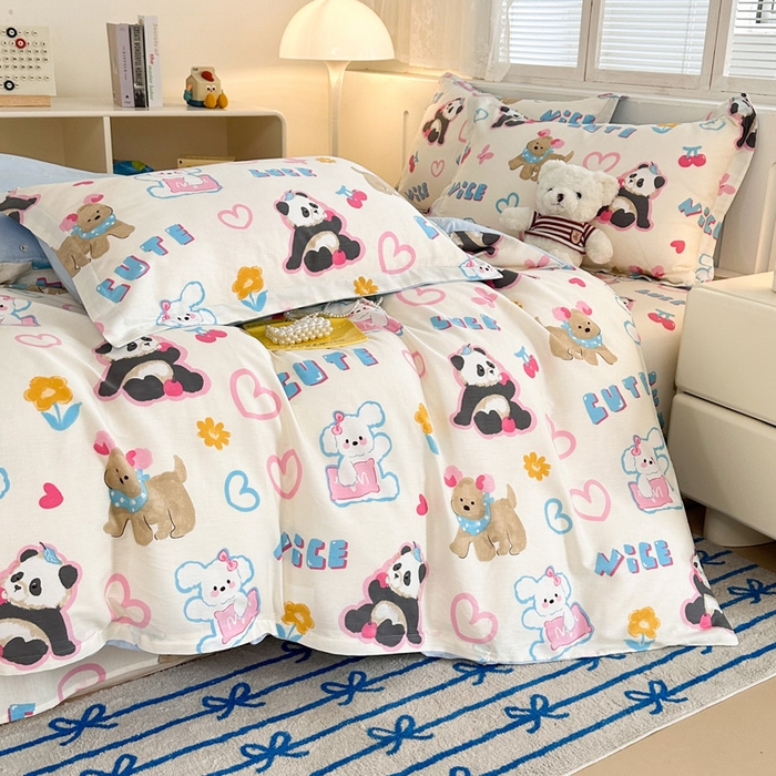 91家纺网 家纺一手货源 找家纺 绵庭家纺 2025新款全棉印花四件套系列 童趣涂鸦