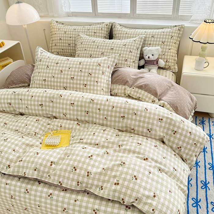 91家纺网 家纺一手货源 找家纺 绵庭家纺 2025新款全棉印花四件套系列 酸甜樱桃