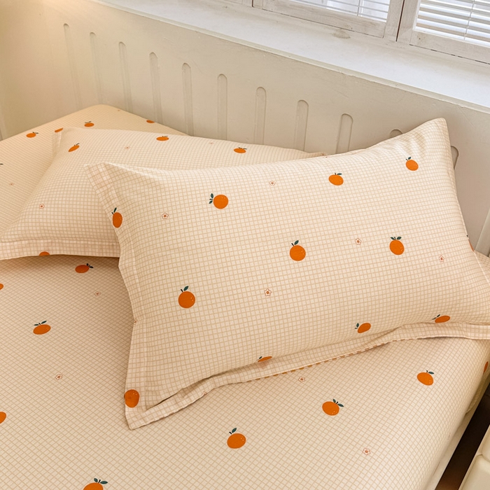 91家纺网 家纺一手货源 找家纺 绵庭家纺 2025新款全棉印花单枕套系列 甜桔