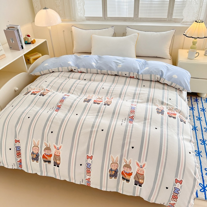 91家纺网 家纺一手货源 找家纺 绵庭家纺 2025新款全棉印花单被套系列 森岛精灵