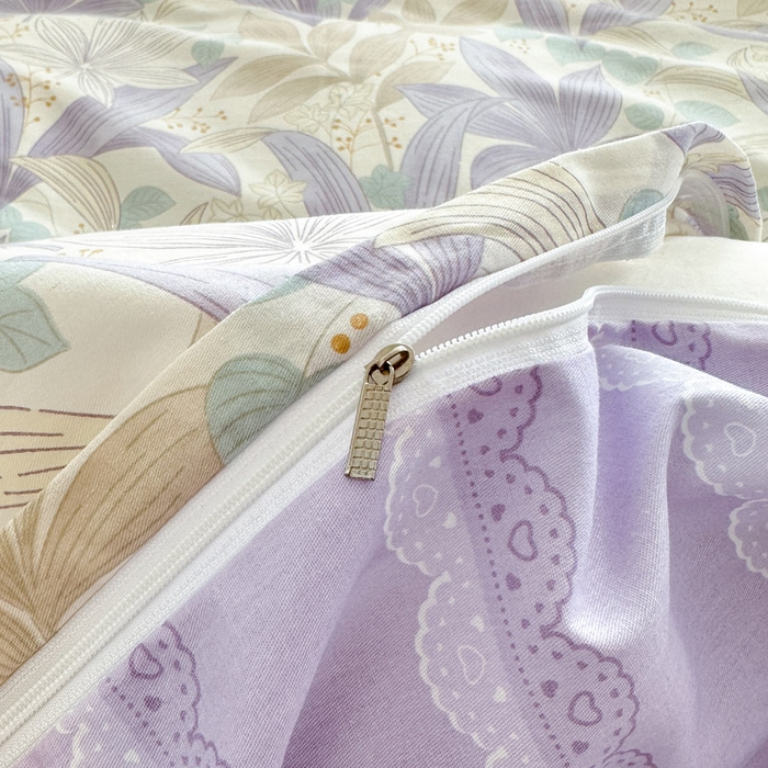91家纺网 家纺一手货源 找家纺 绵庭家纺 2025新款全棉印花单被套系列 紫叶倾城