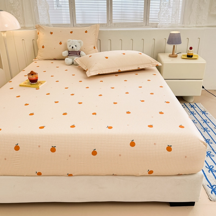 91家纺网 家纺一手货源 找家纺 绵庭家纺 2025新款全棉印花单床笠系列 甜桔