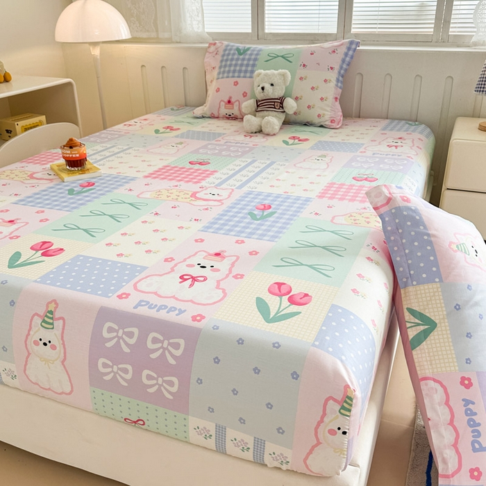 91家纺网 家纺一手货源 找家纺 绵庭家纺 2025新款全棉印花单床笠系列 甜宠派对