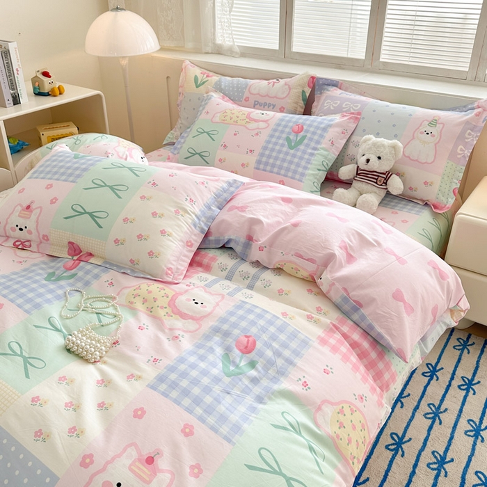 91家纺网 家纺一手货源 找家纺 绵庭家纺 2025新款全棉印花四件套系列 甜宠派队