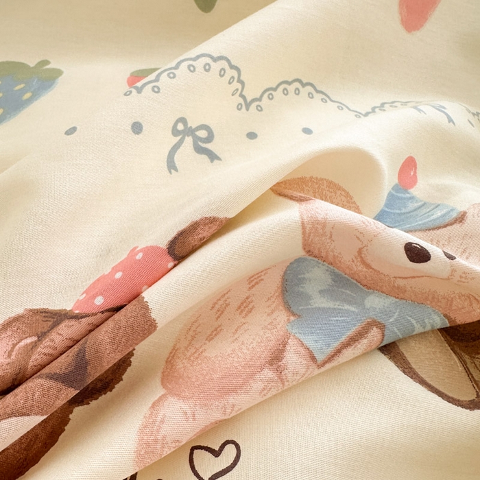 91家纺网 家纺一手货源 找家纺 绵庭家纺 2025新款全棉印花单床单系列 浪漫熊仔