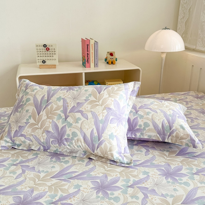 91家纺网 家纺一手货源 找家纺 绵庭家纺 2025新款全棉印花单枕套系列 紫叶倾城