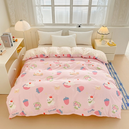 绵庭家纺 2025新款全棉印花单被套系列 奇趣欢乐园-粉