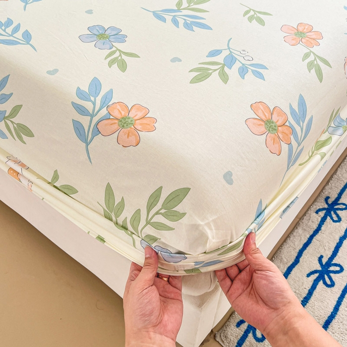 91家纺网 家纺一手货源 找家纺 绵庭家纺 2025新款全棉印花单床笠系列 花语情怀