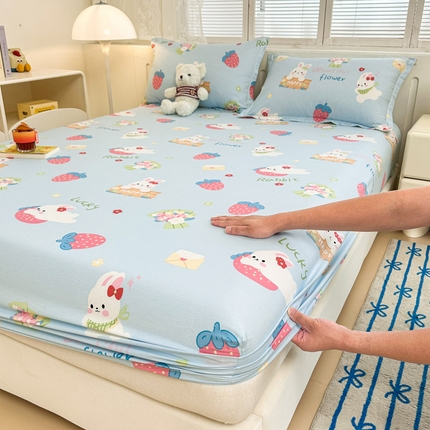 绵庭家纺 2025新款全棉印花单床笠系列 奇趣欢乐园-蓝
