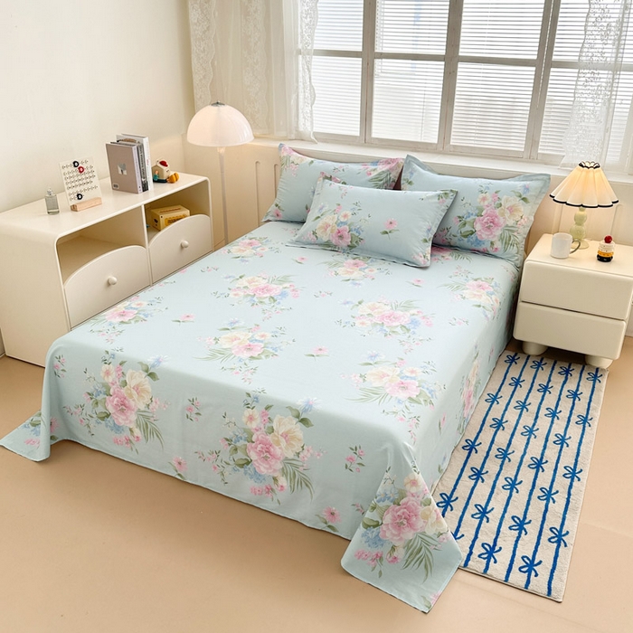 91家纺网 家纺一手货源 找家纺 绵庭家纺 2025新款全棉印花单床单系列 清巧花梦