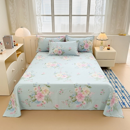 91家纺网 家纺一手货源 找家纺 绵庭家纺 2025新款全棉印花单床单系列 清巧花梦