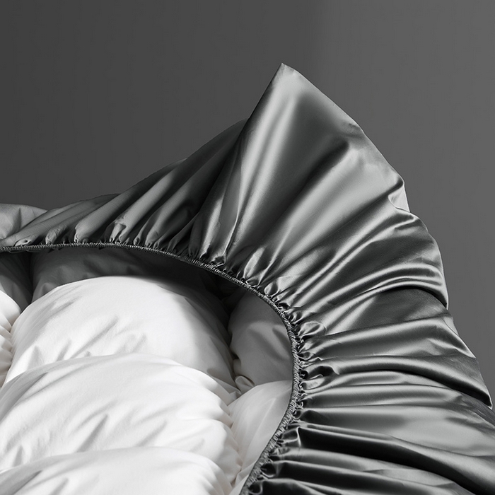 91家纺网 家纺一手货源 找家纺 轩和家居 2024新款A类70支长绒棉床笠 影月黑