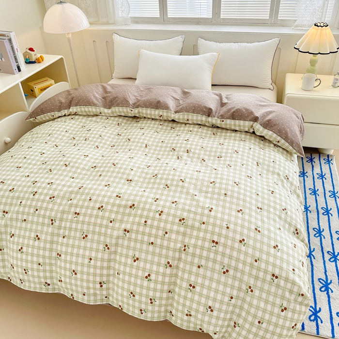 91家纺网 家纺一手货源 找家纺 绵庭家纺 2025新款全棉印花单被套系列 酸甜樱桃