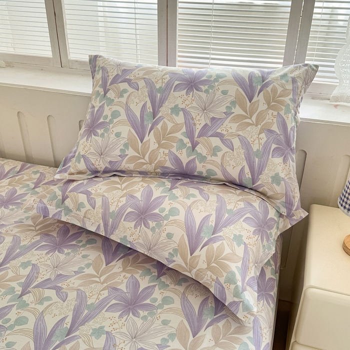 91家纺网 家纺一手货源 找家纺 绵庭家纺 2025新款全棉印花单枕套系列 紫叶倾城