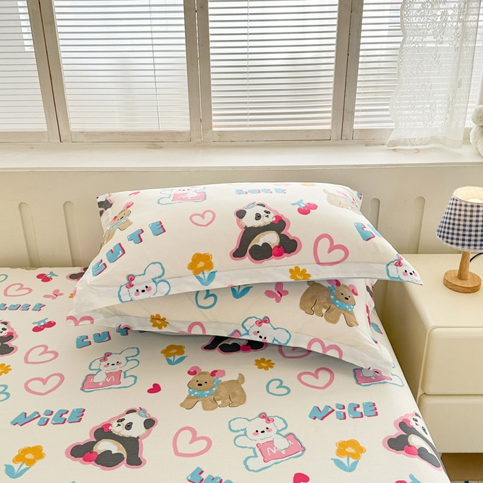 91家纺网 家纺一手货源 找家纺 绵庭家纺 2025新款全棉印花单枕套系列 童趣涂鸦