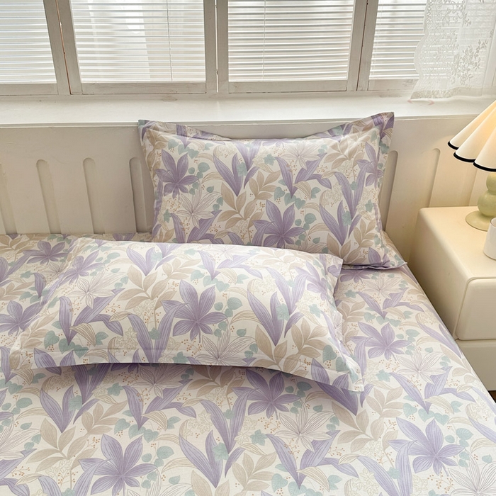 91家纺网 家纺一手货源 找家纺 绵庭家纺 2025新款全棉印花单枕套系列 紫叶倾城