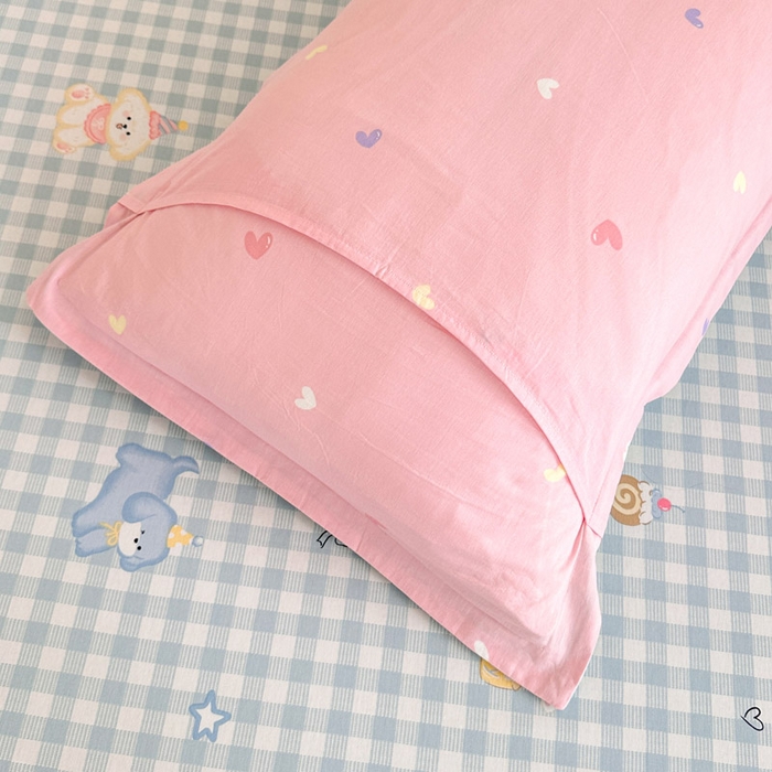 91家纺网 家纺一手货源 找家纺 绵庭家纺 2025新款全棉印花单枕套系列 星星发夹狗