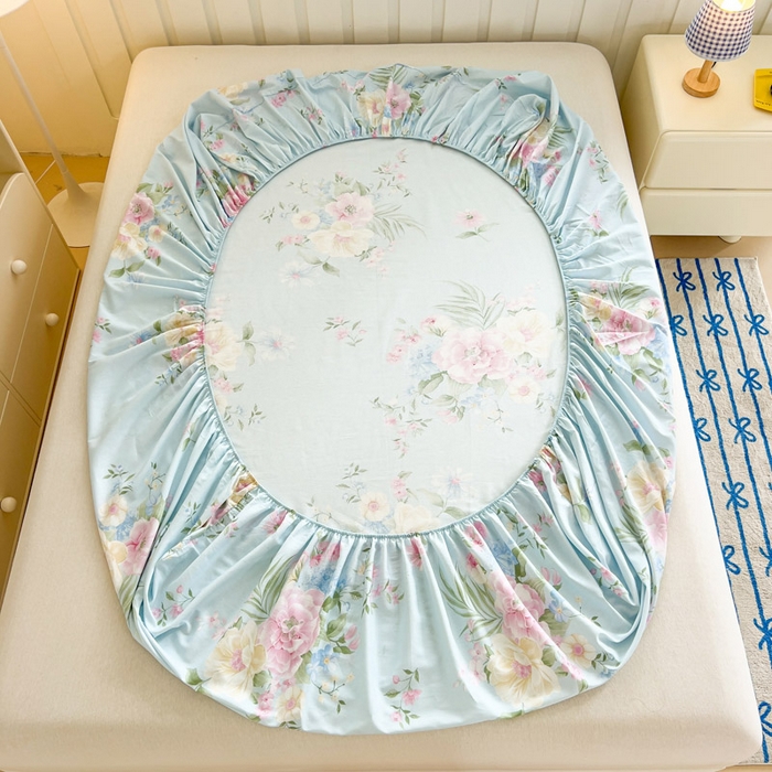 91家纺网 家纺一手货源 找家纺 绵庭家纺 2025新款全棉印花单床笠系列 清巧花梦