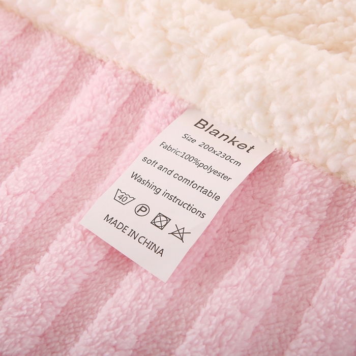 91家纺网 家纺一手货源 找家纺 巴木赫 2024新款舒棉绒点点塔芙绒双层羊羔绒毯 粉色