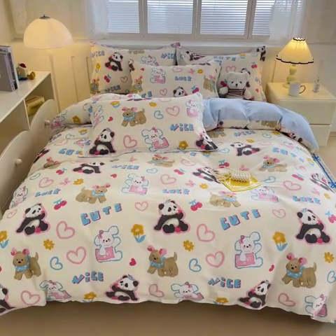 91家纺网 家纺一手货源 找家纺 绵庭家纺 2025新款全棉印花四件套系列 童趣涂鸦