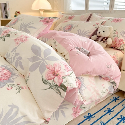 91家纺网 家纺一手货源 找家纺 绵庭家纺 2025新款高克重牛奶绒被套单件单被套被套单品 星梦蝶结-紫