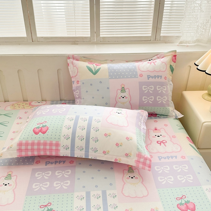 91家纺网 家纺一手货源 找家纺 绵庭家纺 2025新款全棉印花单枕套系列 甜宠派队