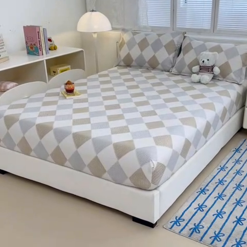 91家纺网 家纺一手货源 找家纺 绵庭家纺 2025新款全棉印花单床笠系列 瑞吉斯-黄