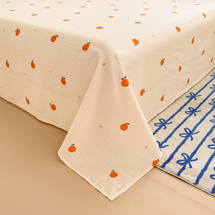 91家纺网 家纺一手货源 找家纺 绵庭家纺 2025新款全棉印花单床单系列 甜桔