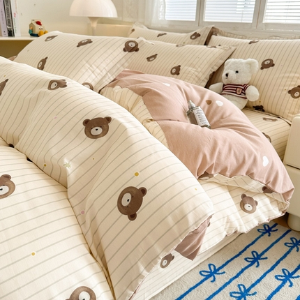绵庭家纺 2025新款全棉印花四件套系列 熊嘟嘟