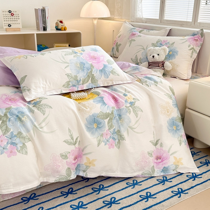 91家纺网 家纺一手货源 找家纺 绵庭家纺 2025新款全棉印花四件套系列 明媚春晖