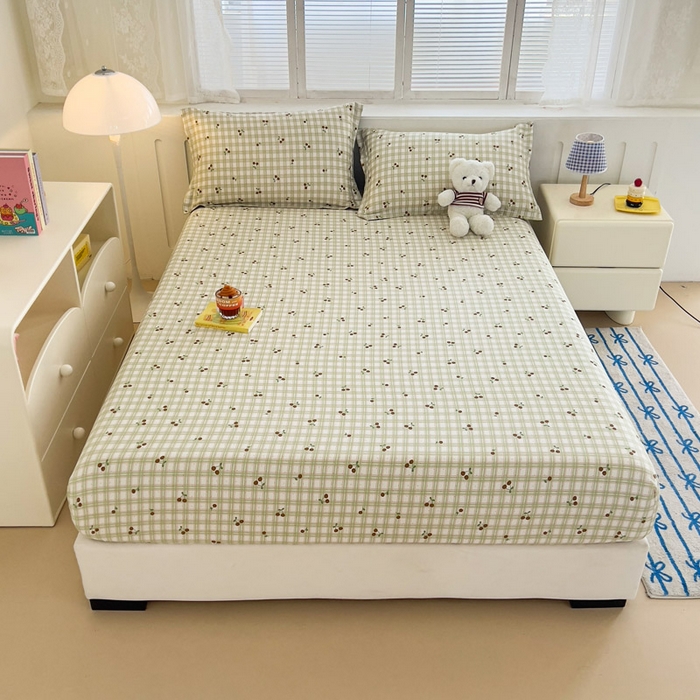 91家纺网 家纺一手货源 找家纺 绵庭家纺 2025新款全棉印花单床笠系列 酸甜樱桃