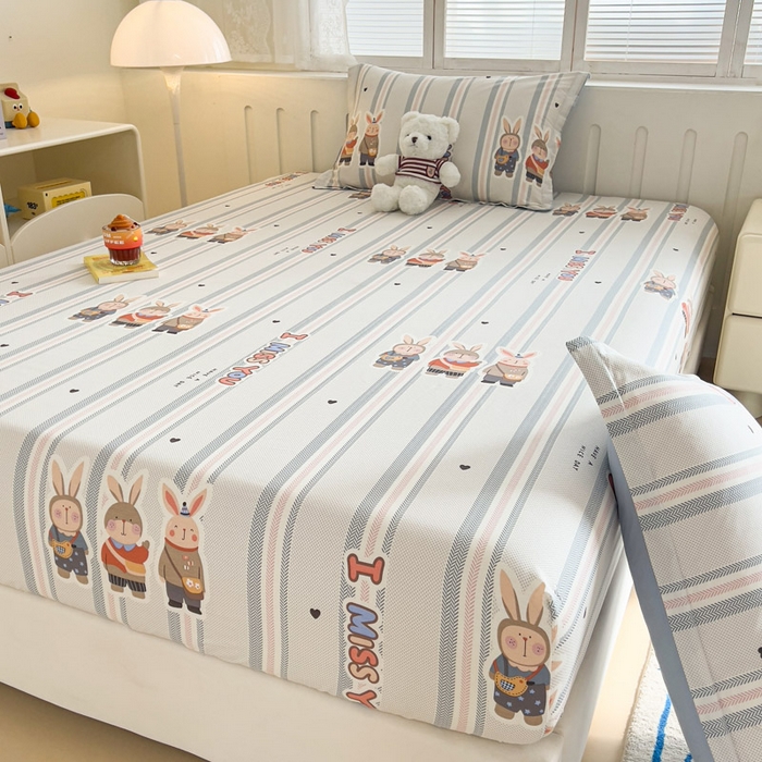 91家纺网 家纺一手货源 找家纺 绵庭家纺 2025新款全棉印花单床笠系列 森岛精灵