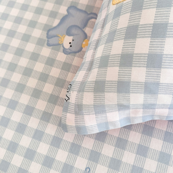 91家纺网 家纺一手货源 找家纺 绵庭家纺 2025新款全棉印花单枕套系列 星星发夹狗