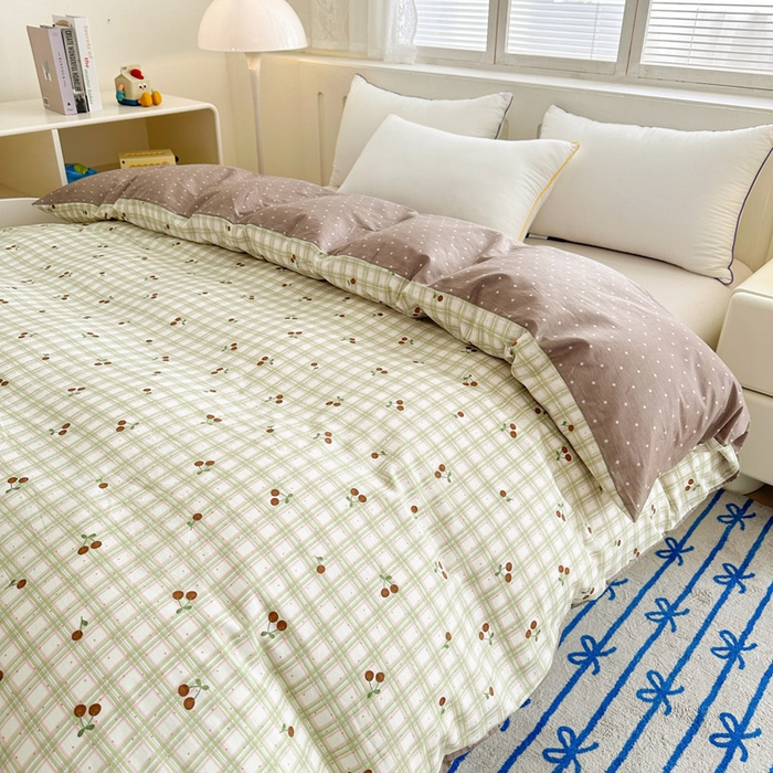 91家纺网 家纺一手货源 找家纺 绵庭家纺 2025新款全棉印花单被套系列 酸甜樱桃