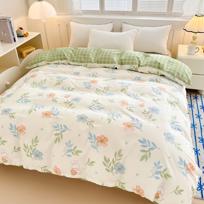 91家纺网 家纺一手货源 找家纺 绵庭家纺 2025新款全棉印花单被套系列 花语情怀