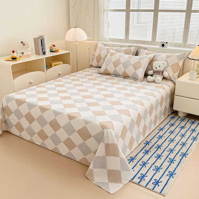 91家纺网 家纺一手货源 找家纺 绵庭家纺 2025新款全棉印花单床单系列 瑞吉斯-黄