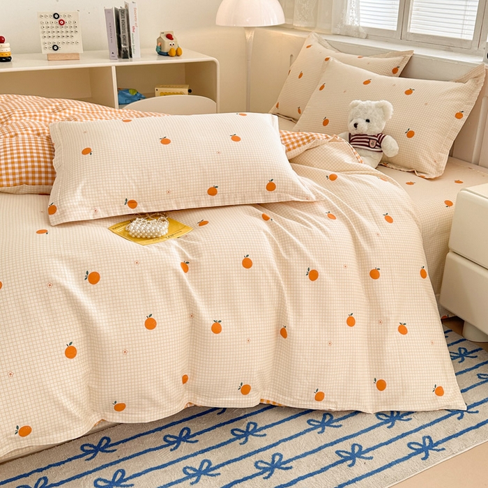 91家纺网 家纺一手货源 找家纺 绵庭家纺 2025新款全棉印花四件套系列 甜桔