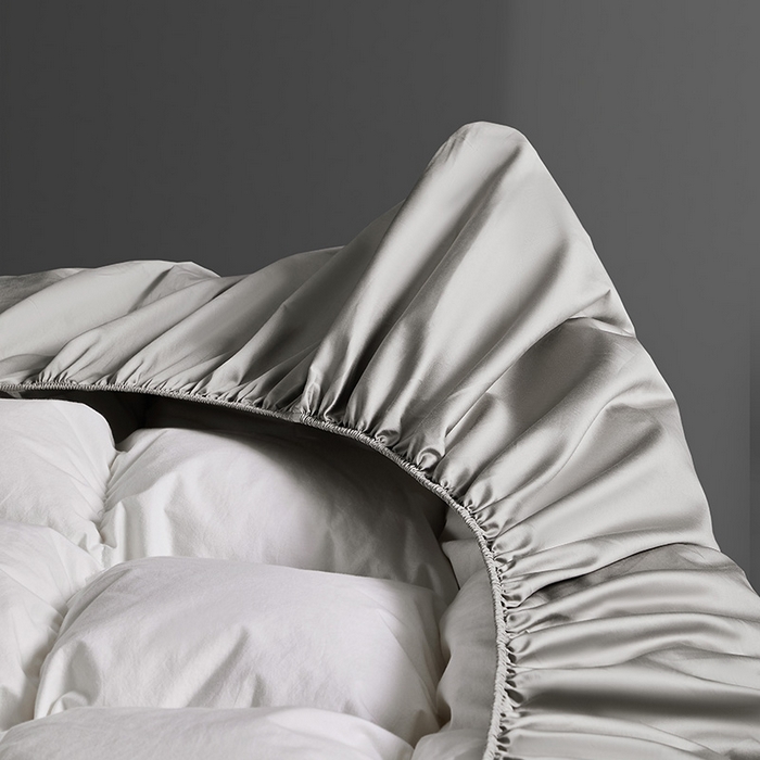 91家纺网 家纺一手货源 找家纺 轩和家居 2024新款A类70支长绒棉床笠 锦缎灰