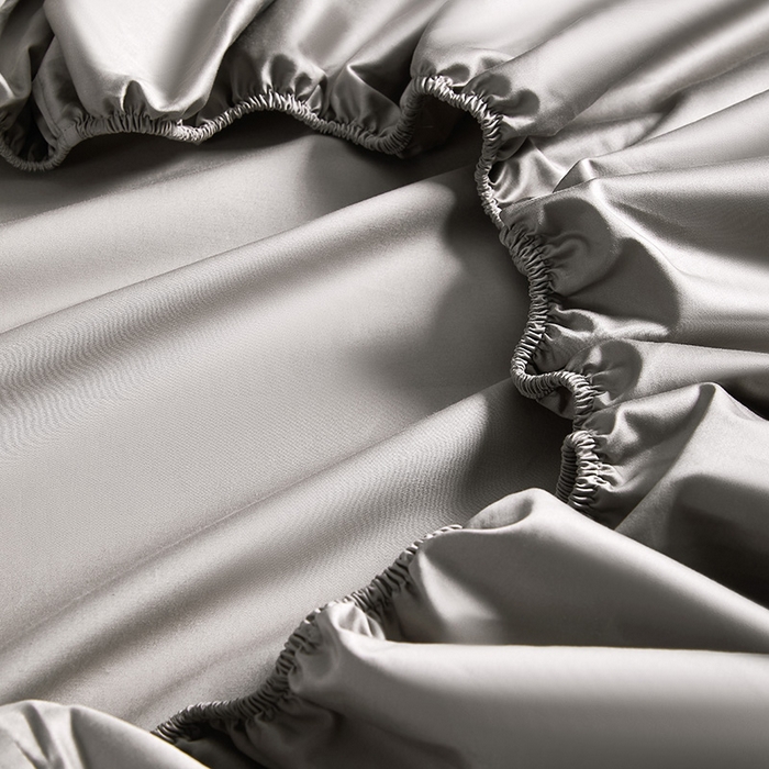 91家纺网 家纺一手货源 找家纺 轩和家居 2024新款A类70支长绒棉床笠 锦缎灰