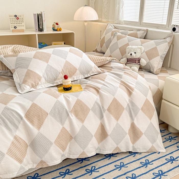 91家纺网 家纺一手货源 找家纺 绵庭家纺 2025新款全棉印花四件套系列 瑞吉斯-黄