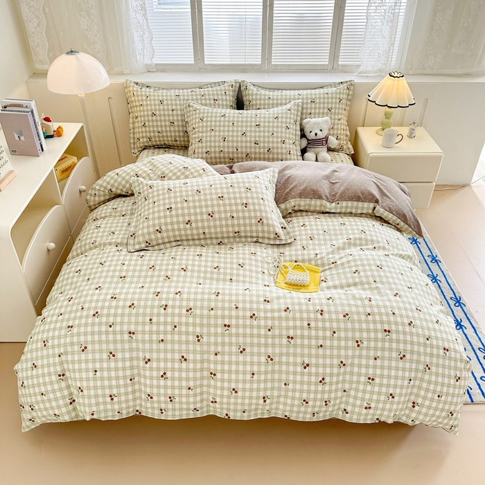 91家纺网 家纺一手货源 找家纺 绵庭家纺 2025新款全棉印花四件套系列 酸甜樱桃