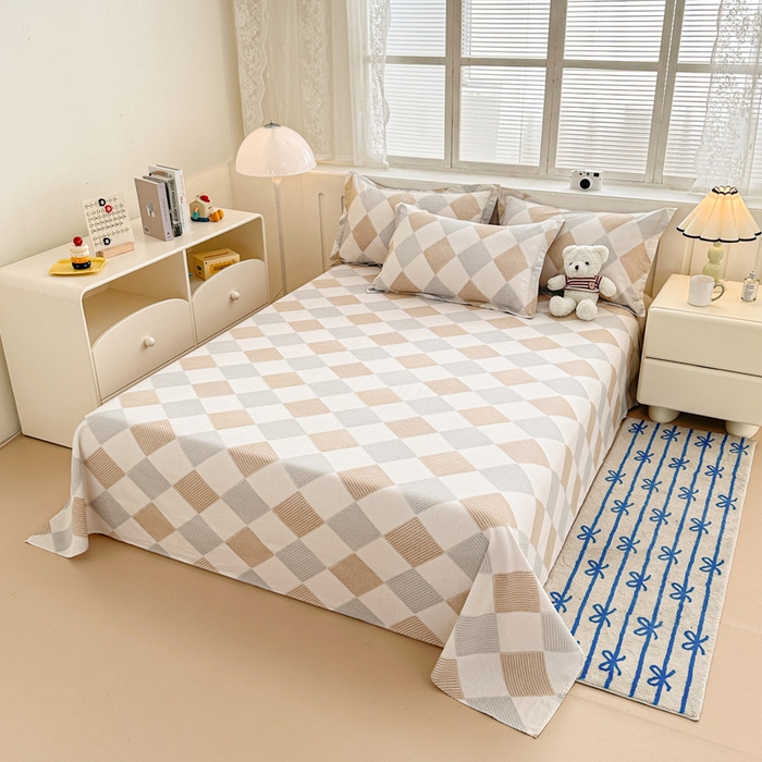 91家纺网 家纺一手货源 找家纺 绵庭家纺 2025新款全棉印花单床单系列 瑞吉斯-黄