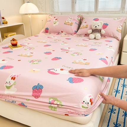 绵庭家纺 2025新款全棉印花单床笠系列 奇趣欢乐园-粉