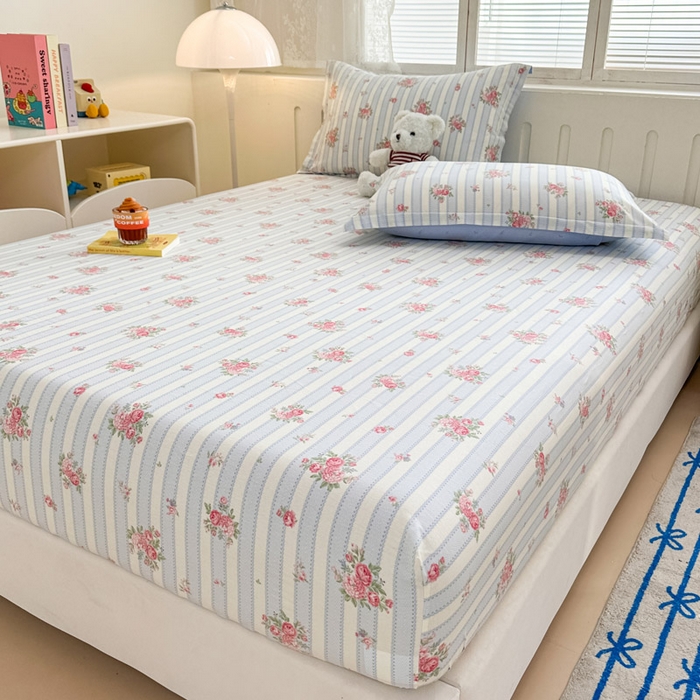 91家纺网 家纺一手货源 找家纺 绵庭家纺 2025新款全棉印花单床笠系列 海盐花海