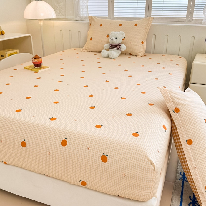 91家纺网 家纺一手货源 找家纺 绵庭家纺 2025新款全棉印花单床笠系列 甜桔