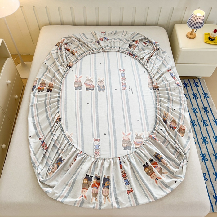 91家纺网 家纺一手货源 找家纺 绵庭家纺 2025新款全棉印花单床笠系列 森岛精灵